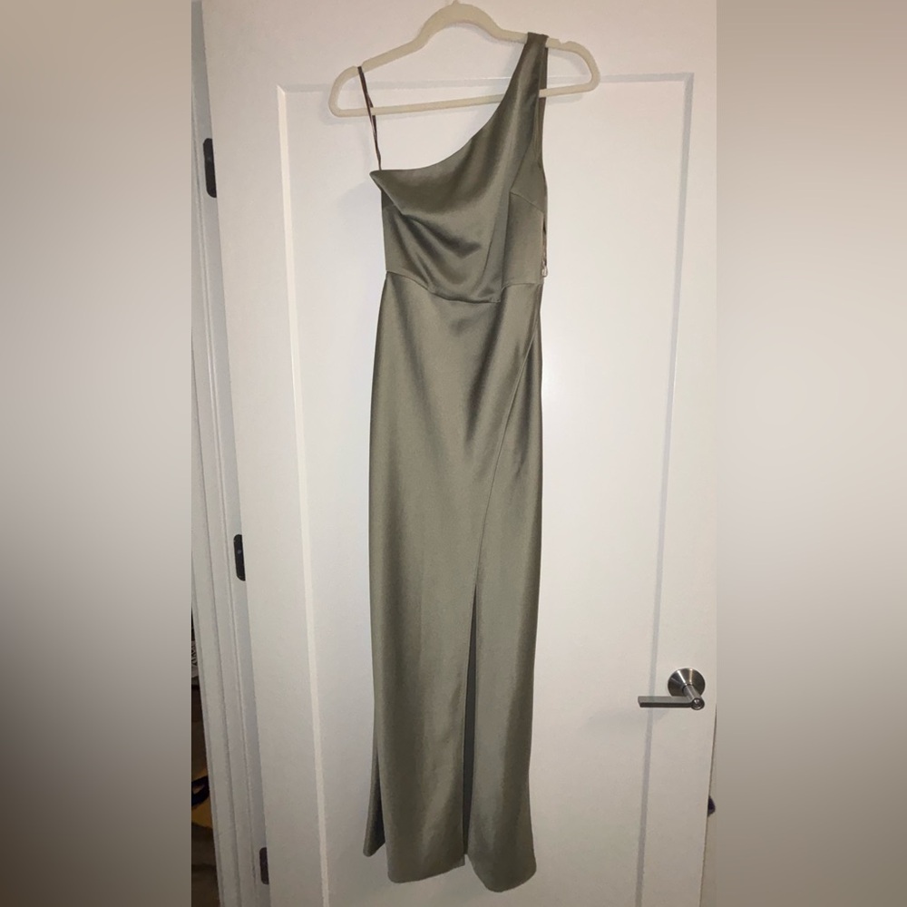 BHLDN One Shoulder Olive Dress - Picture 8 of 11